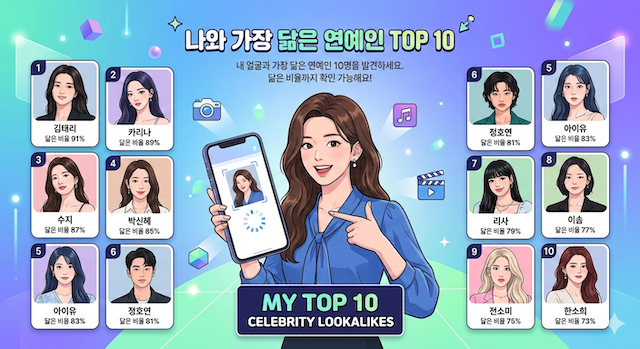 닮은 연예인 TOP 10 결과 화면