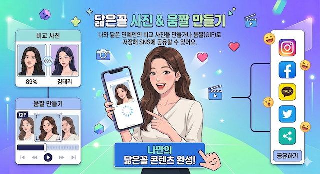 닮은꼴 사진 & 움짤 만들기 화면