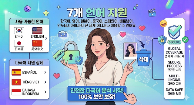 셀럽미 다국어 지원 화면